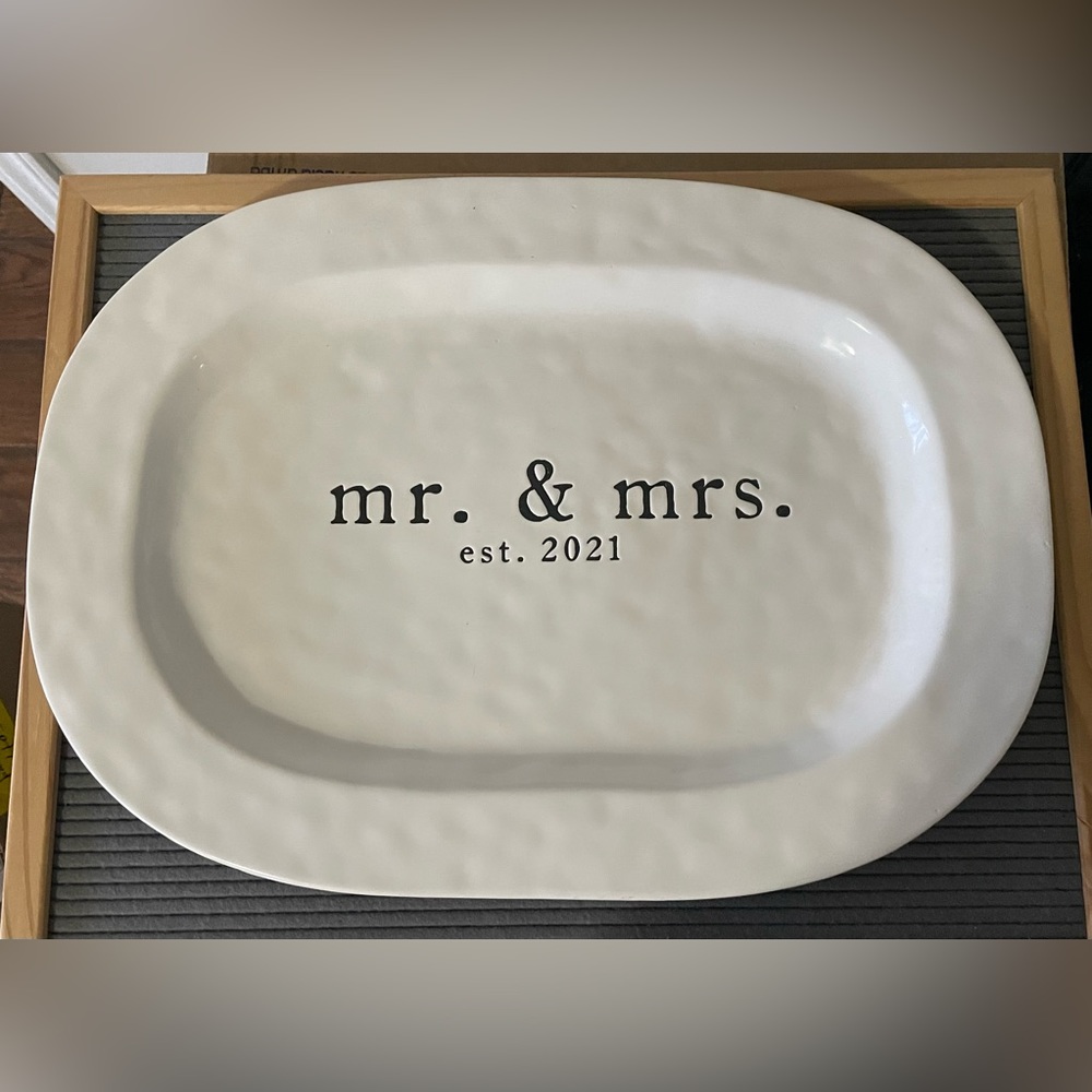 Mr. And Mrs. EST. 2021 Mud Pie Serving Platter